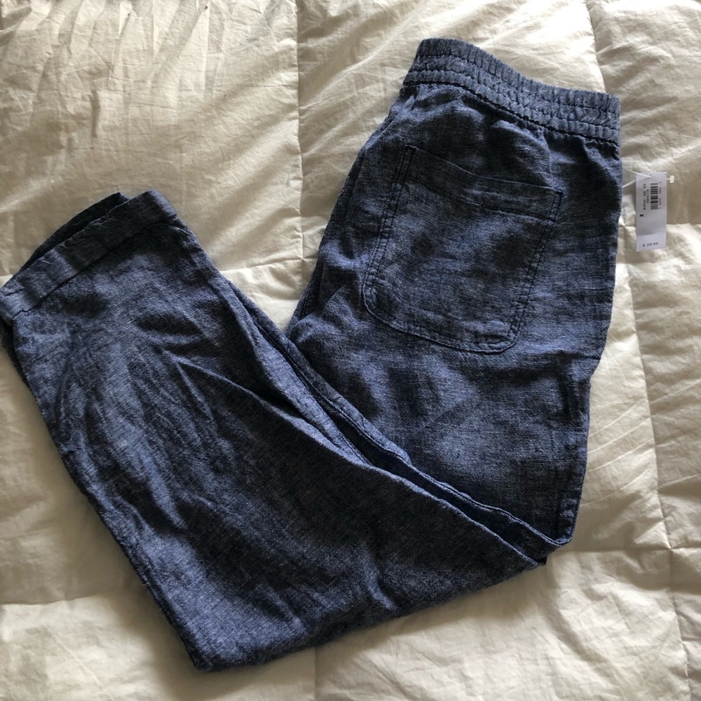 Linen Pants- Wide Leg- Blue